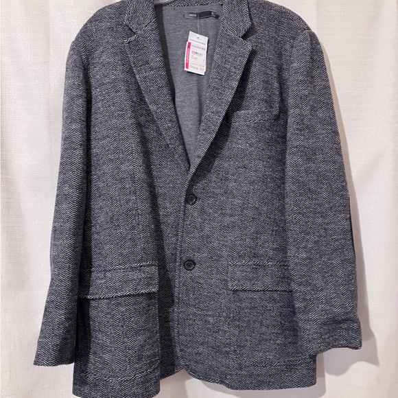 Vince Men’s Gray Herringbone Blazer Jacket XL Elbow Patch Casual Sport Coat NWT - Picture 6 of 10